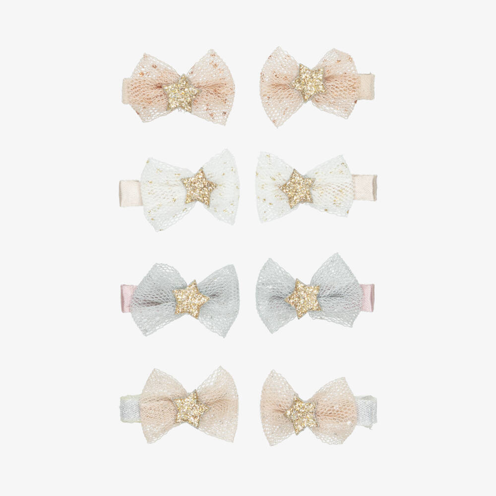 Mimi & Lula-Girls Pink & Blue Mini Hair Clips with Bows (8 Pack) | Childrensalon Outlet
