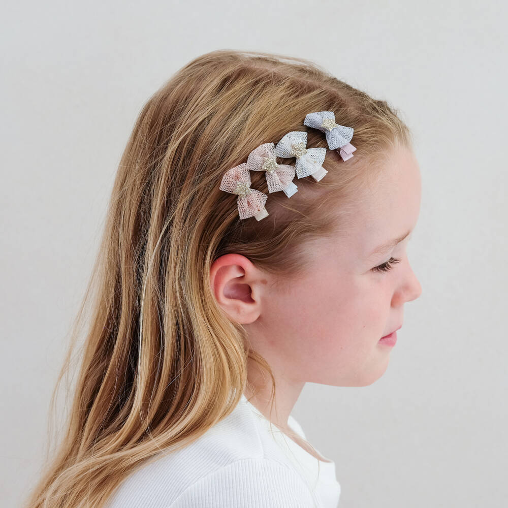 Mimi & Lula-Girls Pink & Blue Mini Hair Clips with Bows (8 Pack) | Childrensalon Outlet
