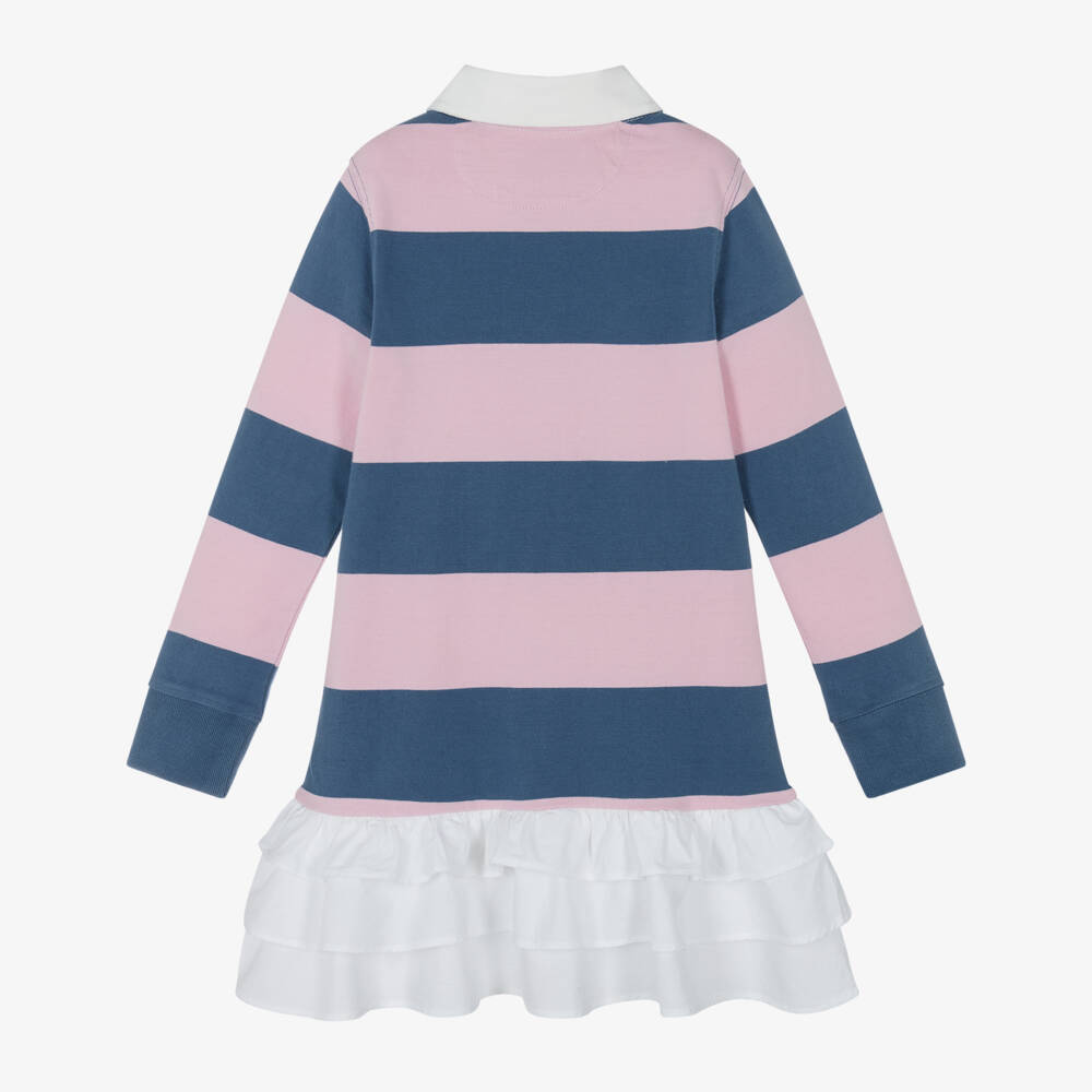Ralph Lauren-Girls Pink & Blue Striped Rugby Shirt Dress | Childrensalon Outlet