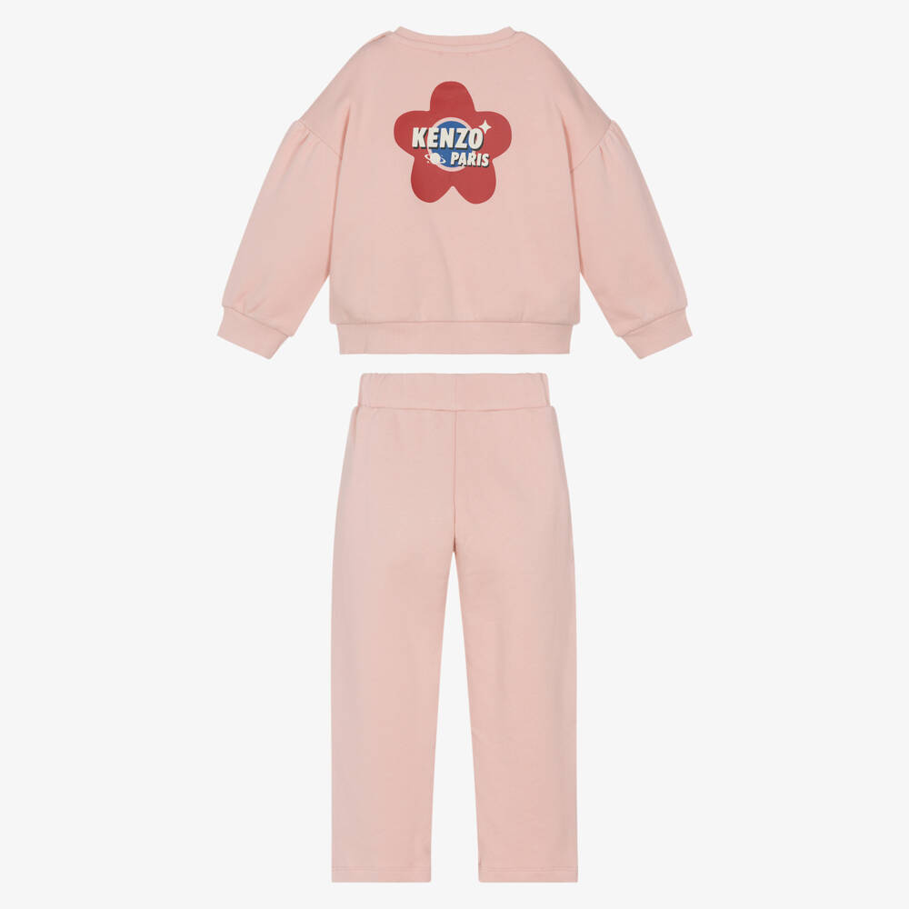 KENZO KIDS-Girls Pink Boke Flower Logo Tracksuit | Childrensalon Outlet