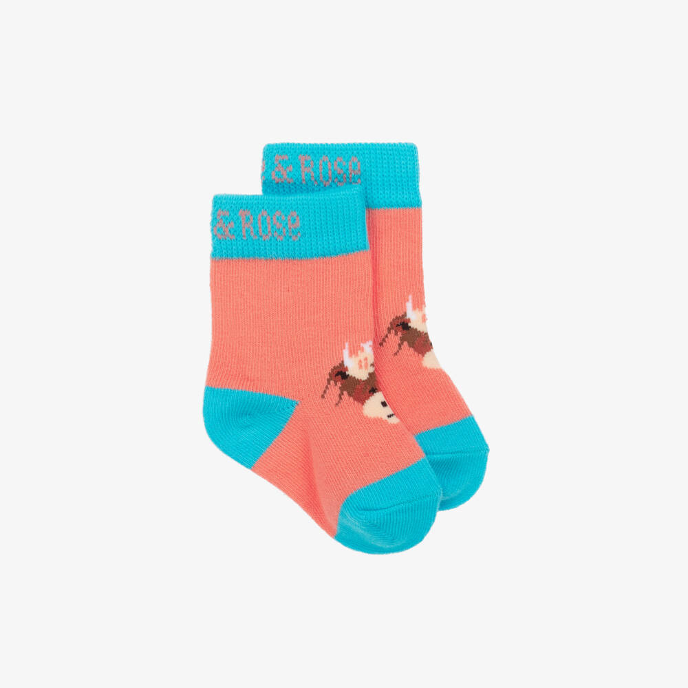 Blade & Rose-Girls Pink Bonnie Highland Cow Socks | Childrensalon Outlet