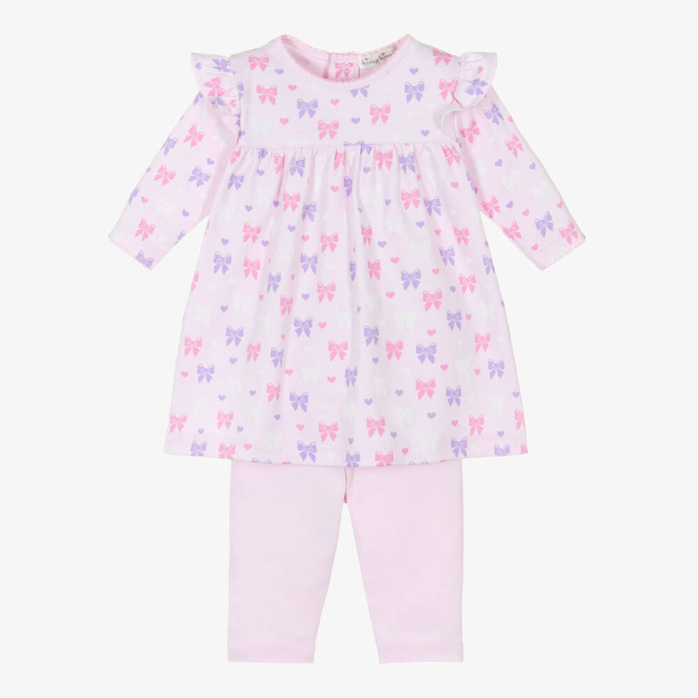 Kissy Kissy-Girls Pink Bow Pima Cotton Dress Set | Childrensalon Outlet