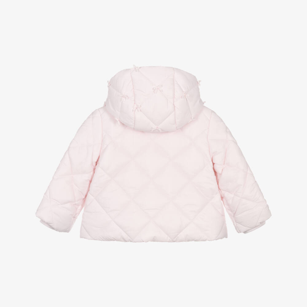 Monnalisa-Girls Pink Bow Puffer Jacket | Childrensalon Outlet
