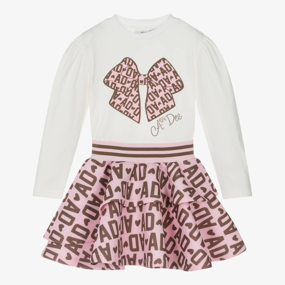 A Dee-Girls Pink & Brown Logo Neoprene Skirt Set | Childrensalon Outlet