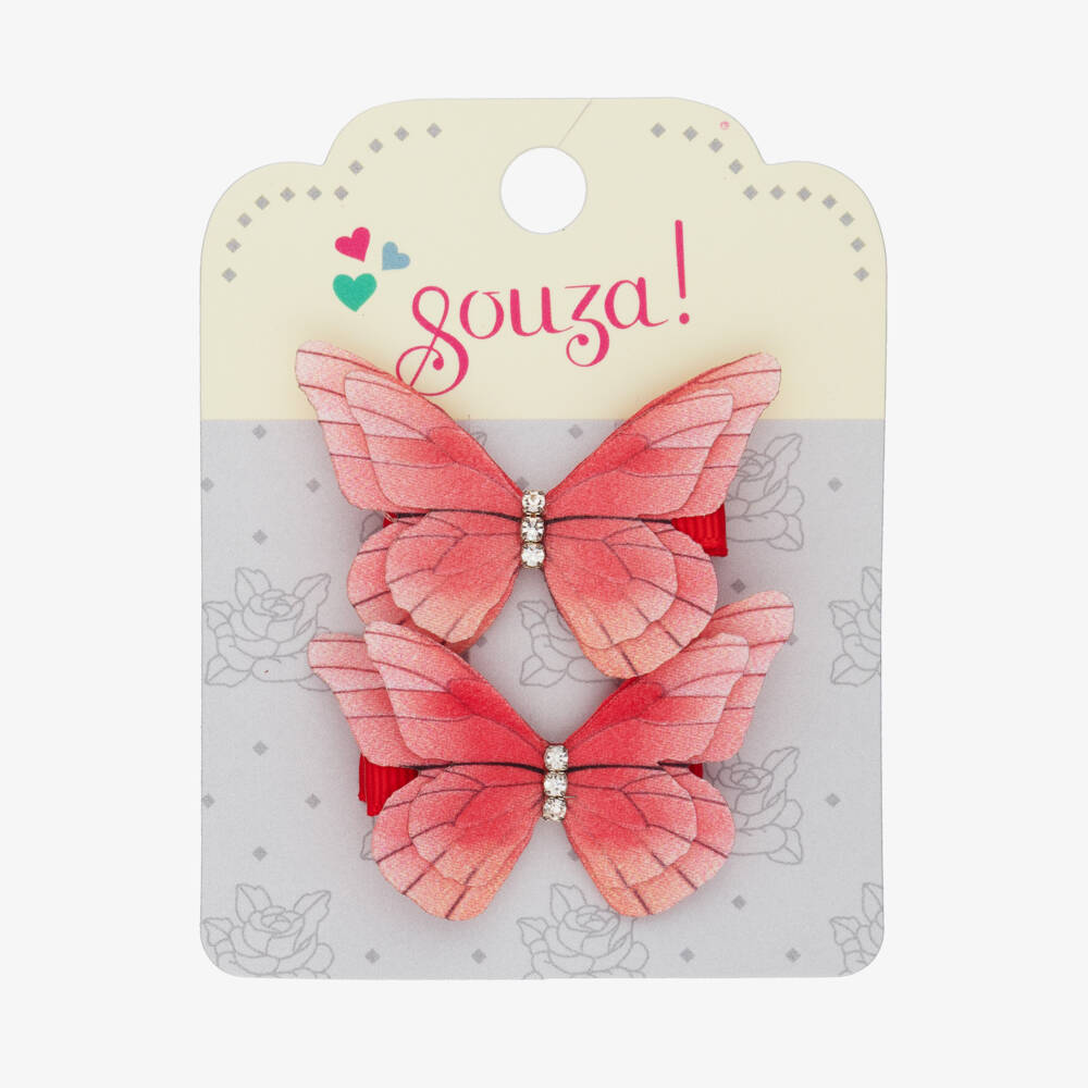 Souza-Girls Pink Butterfly Hair Clips (2 Pack) | Childrensalon Outlet