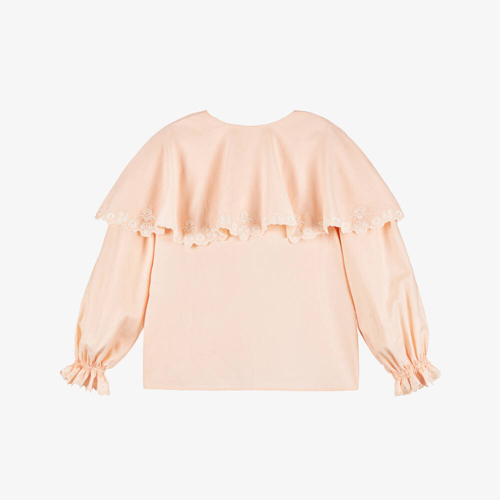 Chloé-بلوزة وردية فاتحة للبنات مع ياقة كاب | Childrensalon Outlet