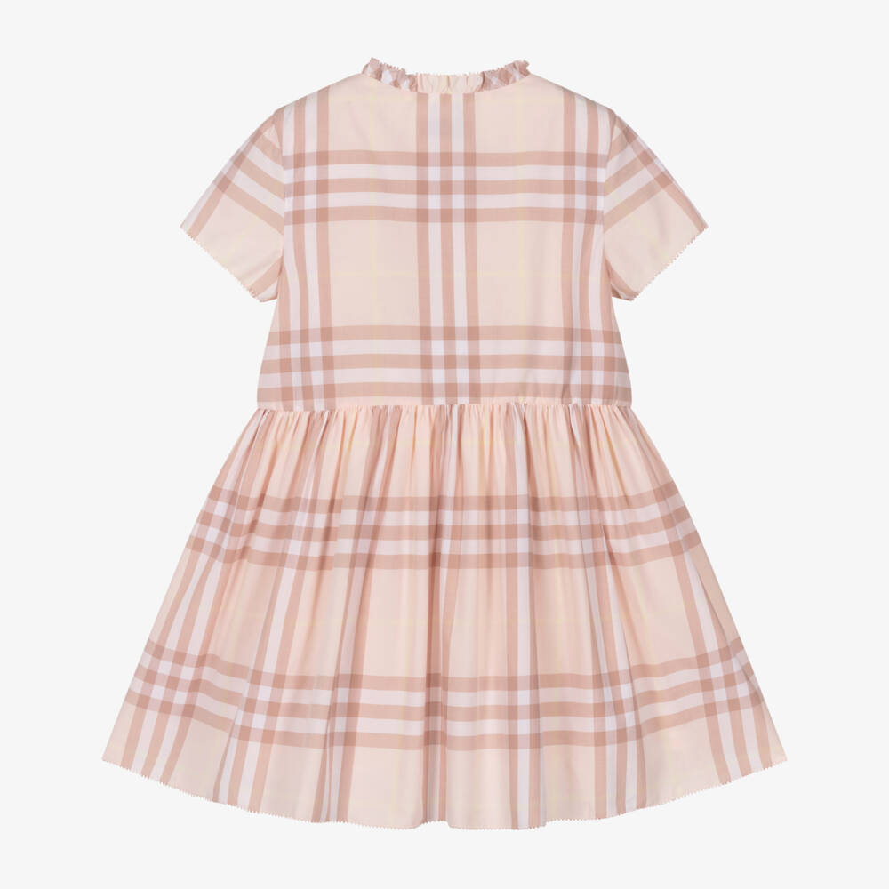 Burberry-Girls Pink Check Short Sleeved Dress | Childrensalon Outlet