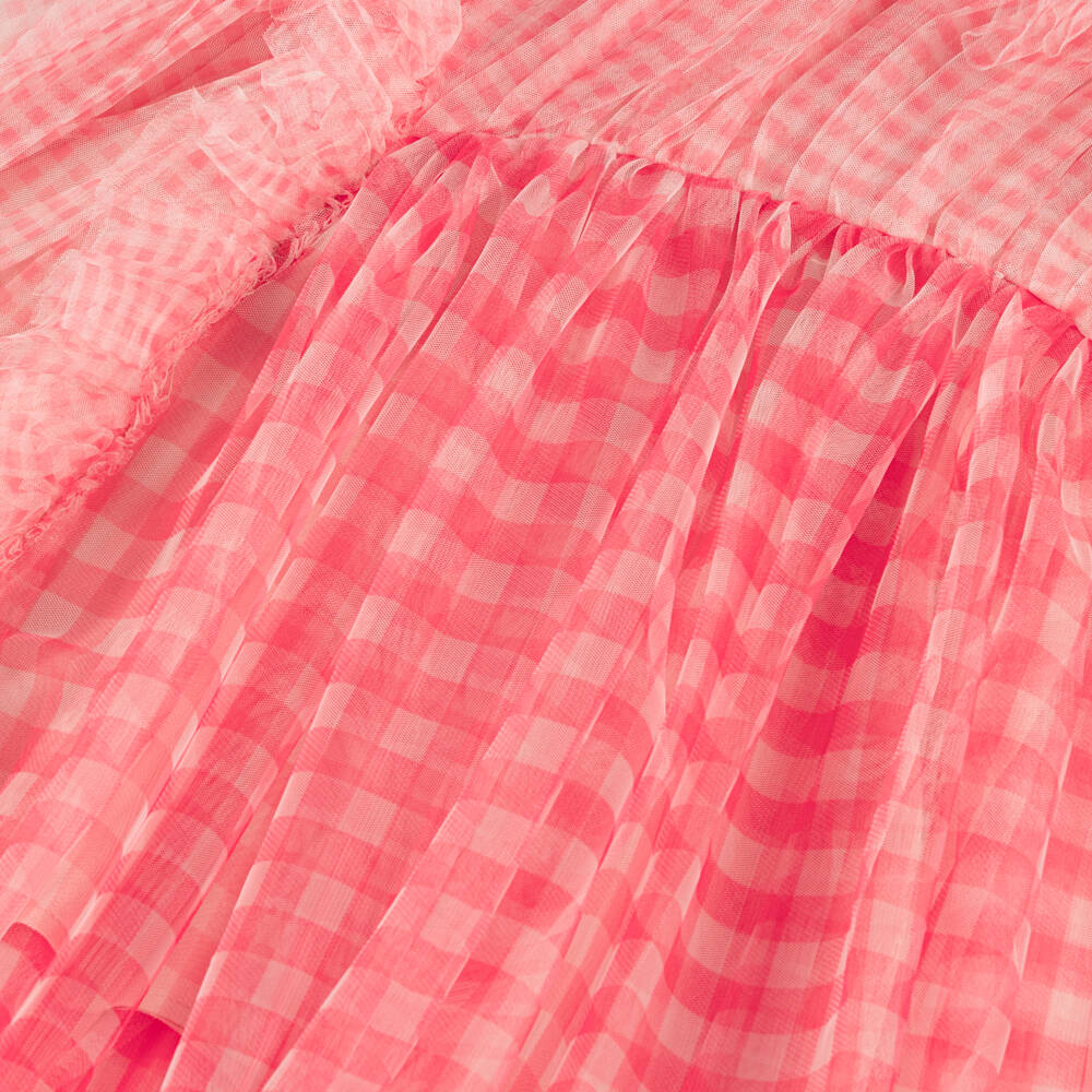 RaspberryPlum-Girls Pink Checked Tulle Ruffle Dress | Childrensalon Outlet