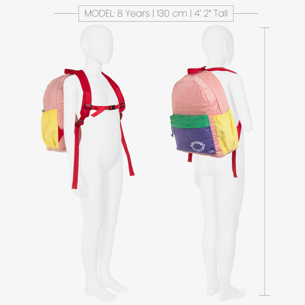 Bobo Choses-Girls Pink Colourblock Corduroy Backpack (37cm) | Childrensalon Outlet