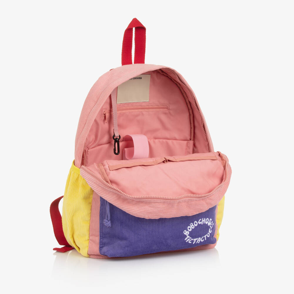 Bobo Choses-Girls Pink Colourblock Corduroy Backpack (37cm) | Childrensalon Outlet