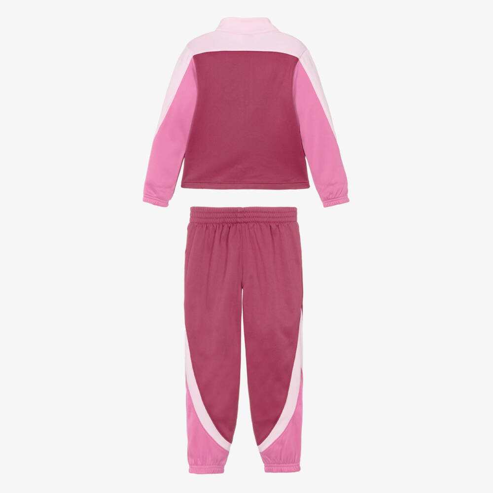 Nike-Girls Pink Colourblock Jersey Tracksuit | Childrensalon Outlet
