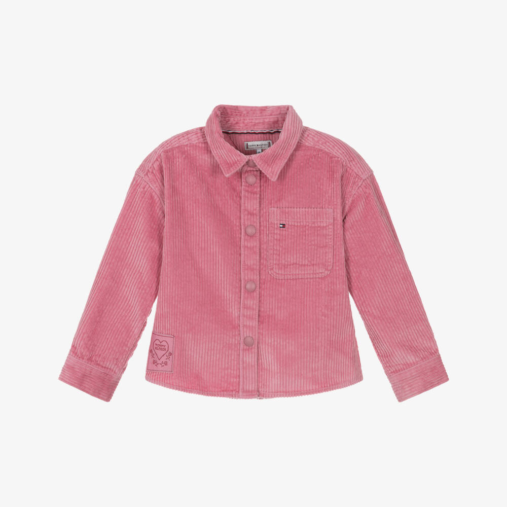 Tommy Hilfiger-Girls Pink Corduroy Overshirt  | Childrensalon Outlet