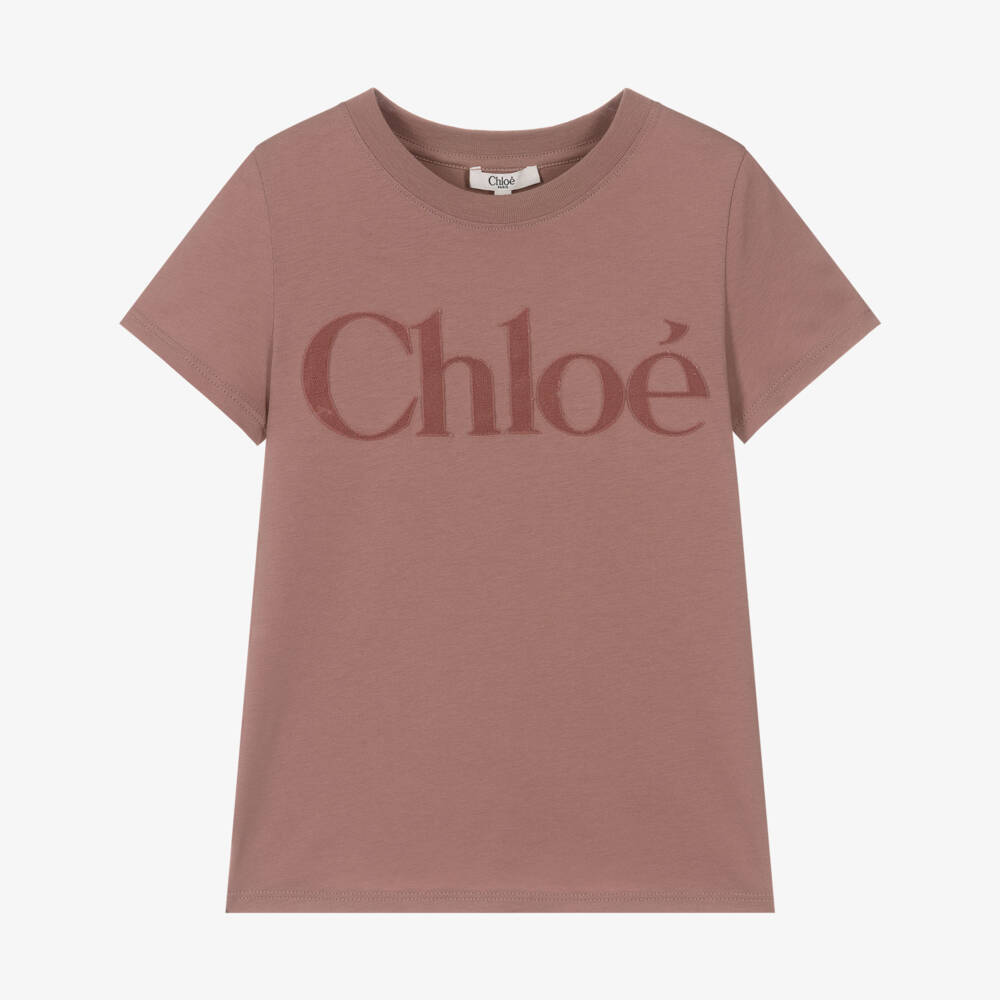 Chloé-Girls Pink Cotton Appliqué Logo T-Shirt | Childrensalon Outlet