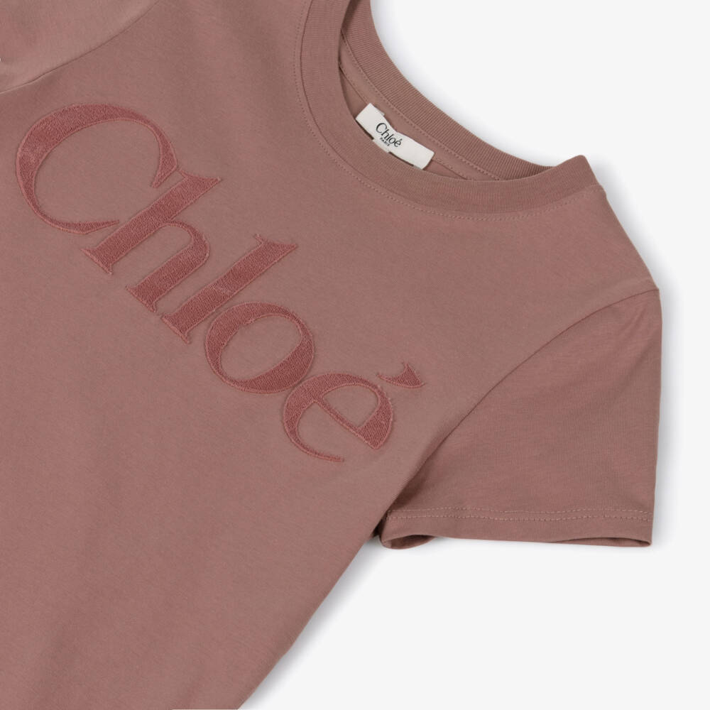 Chloé-Girls Pink Cotton Appliqué Logo T-Shirt | Childrensalon Outlet