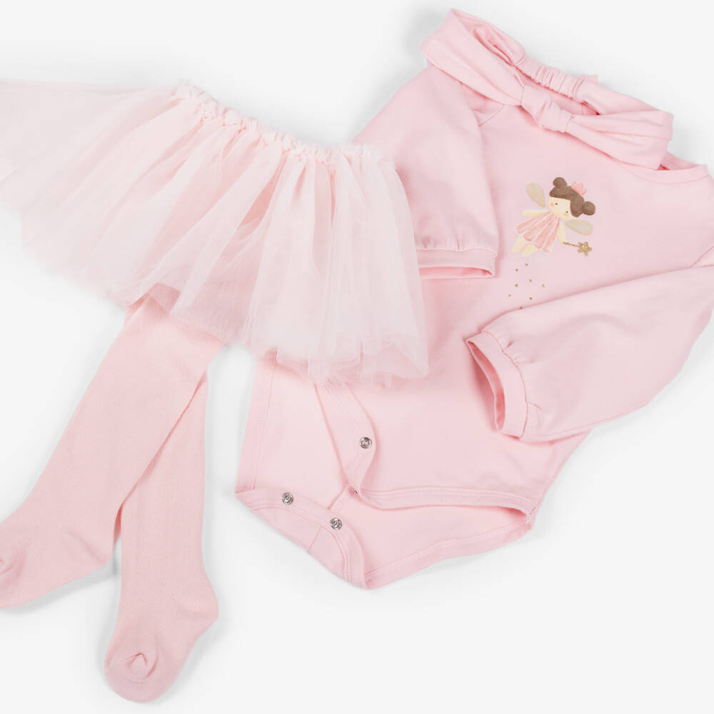 Mayoral Newborn-Girls Pink Cotton Babysuit & Tulle Skirt Set | Childrensalon Outlet