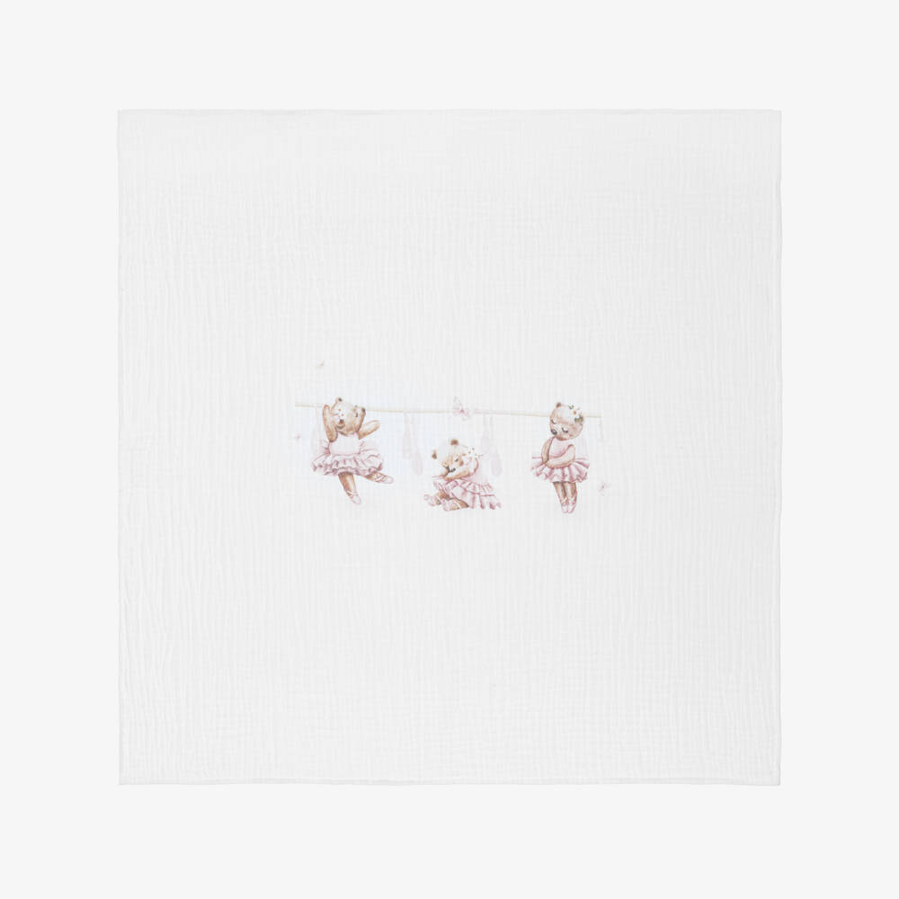 Jamiks-Girls Pink Cotton Ballerina Bear Muslin Cloths (2 Pack) | Childrensalon Outlet
