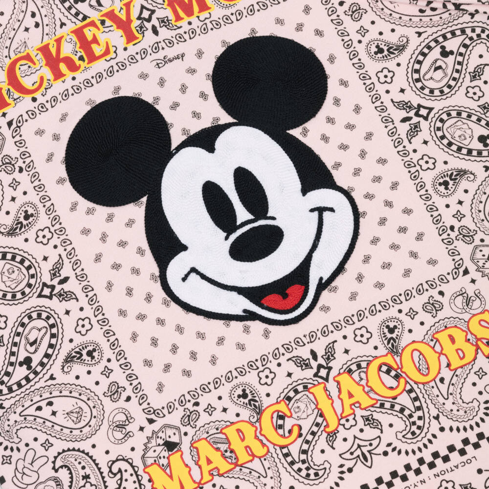 MARC JACOBS-Girls Pink Cotton Bandana Hoodie Dress with Mickey Mouse | Childrensalon Outlet