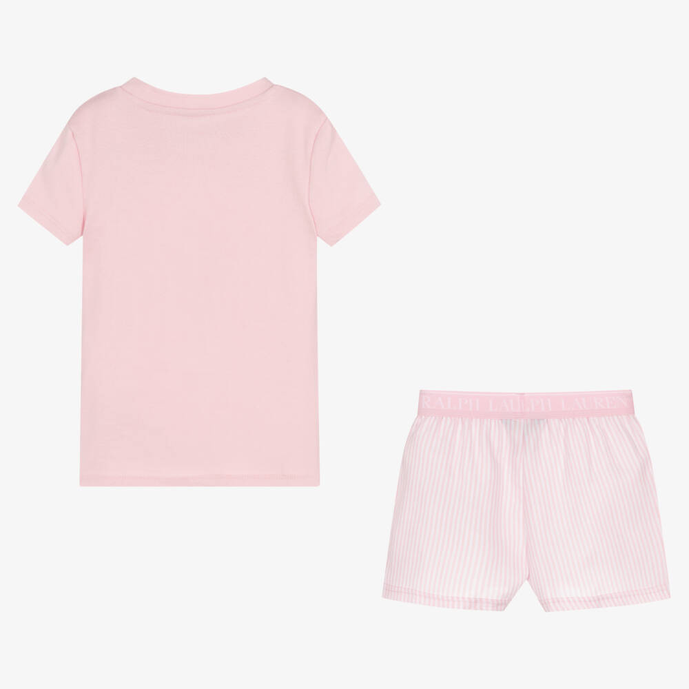 Ralph Lauren-Girls Pink Cotton Big Pony Short Pyjamas | Childrensalon Outlet
