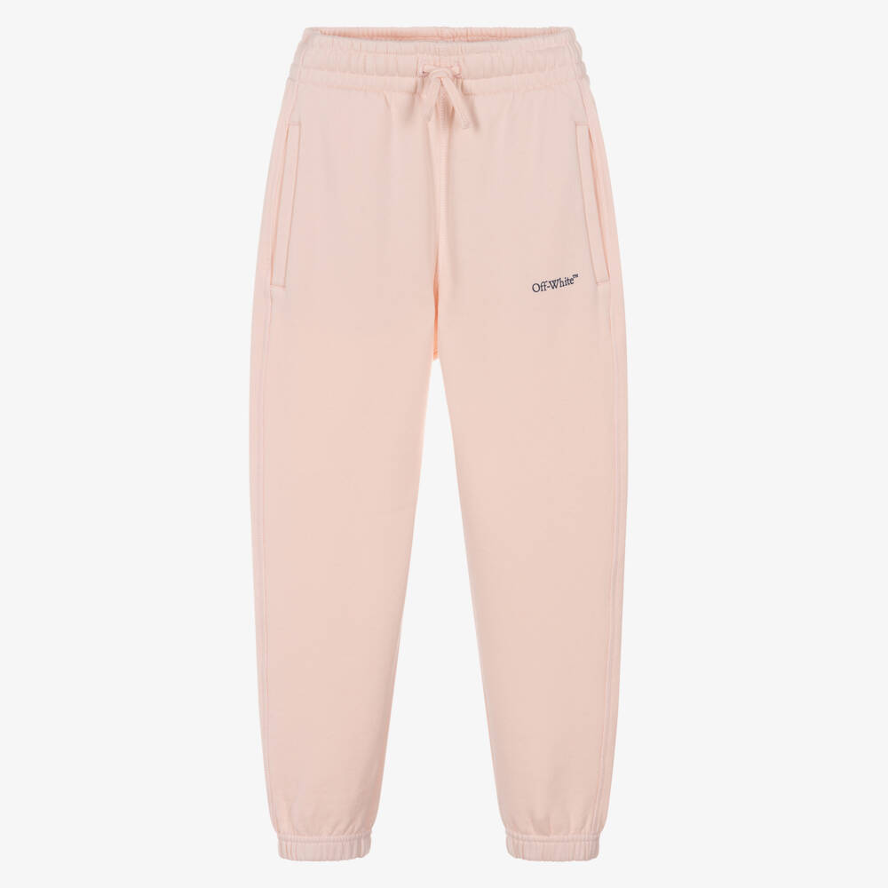 Off-White-Girls Pink Cotton Bookish Logo Joggers | Childrensalon Outlet