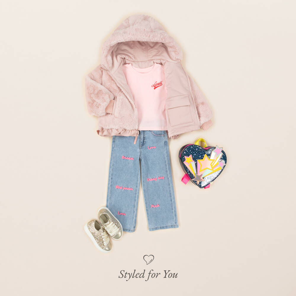 Levi's-Girls Pink Cotton Boxy-Fit T-Shirt | Childrensalon Outlet
