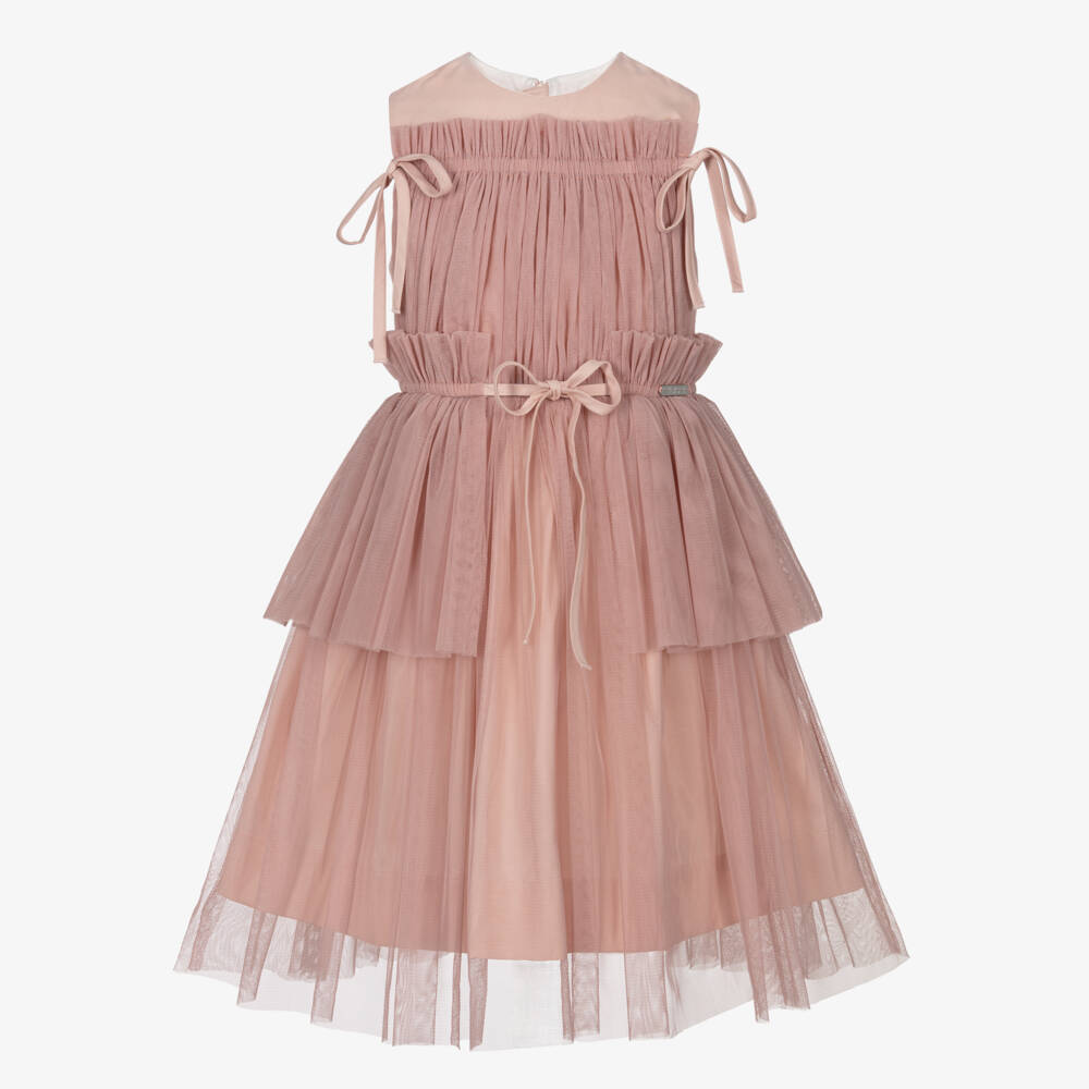 Jessie and James London-Платье из хлопка и тюля розовое для девочек | Childrensalon Outlet
