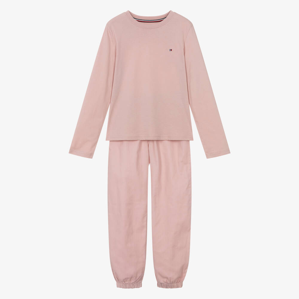 Tommy Hilfiger-Girls Pink Cotton Flag Logo Pyjamas | Childrensalon Outlet