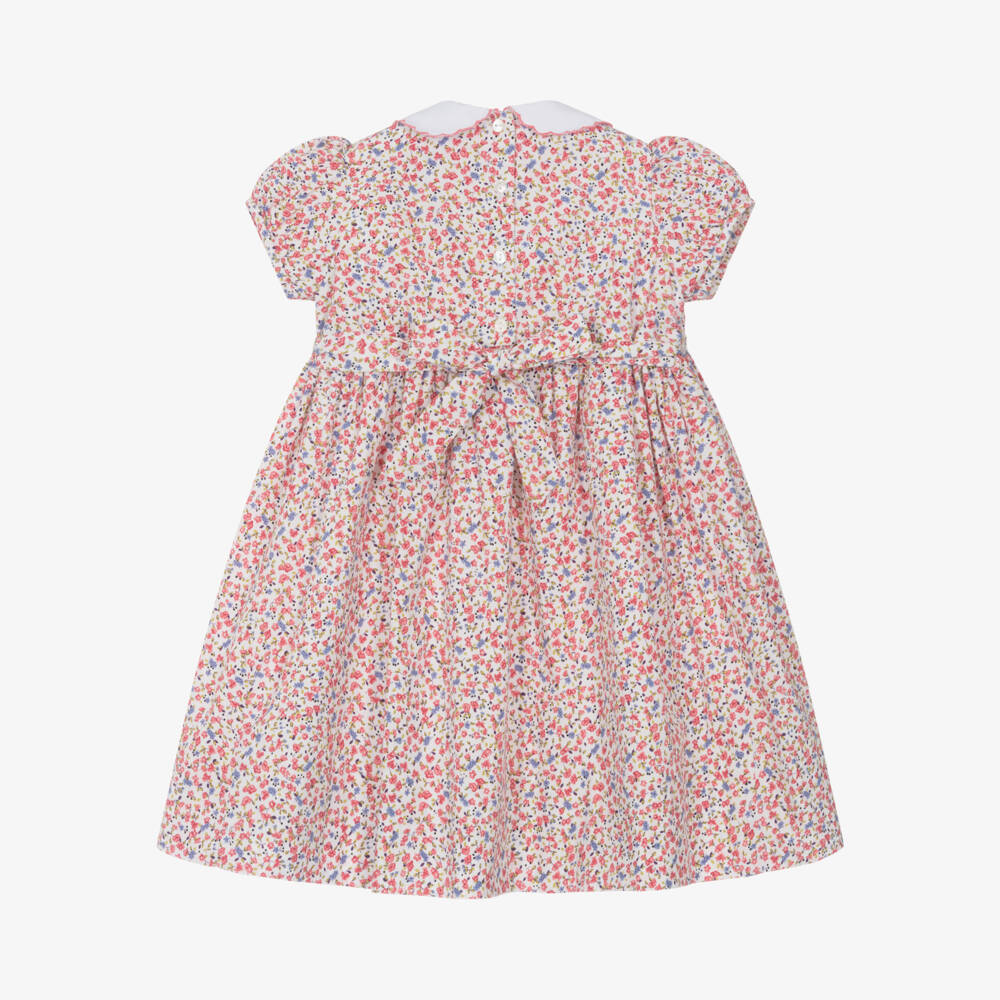 Sarah Louise-فستان بناتي وردي مزخرف بالزهور من القطن النقي | Childrensalon Outlet