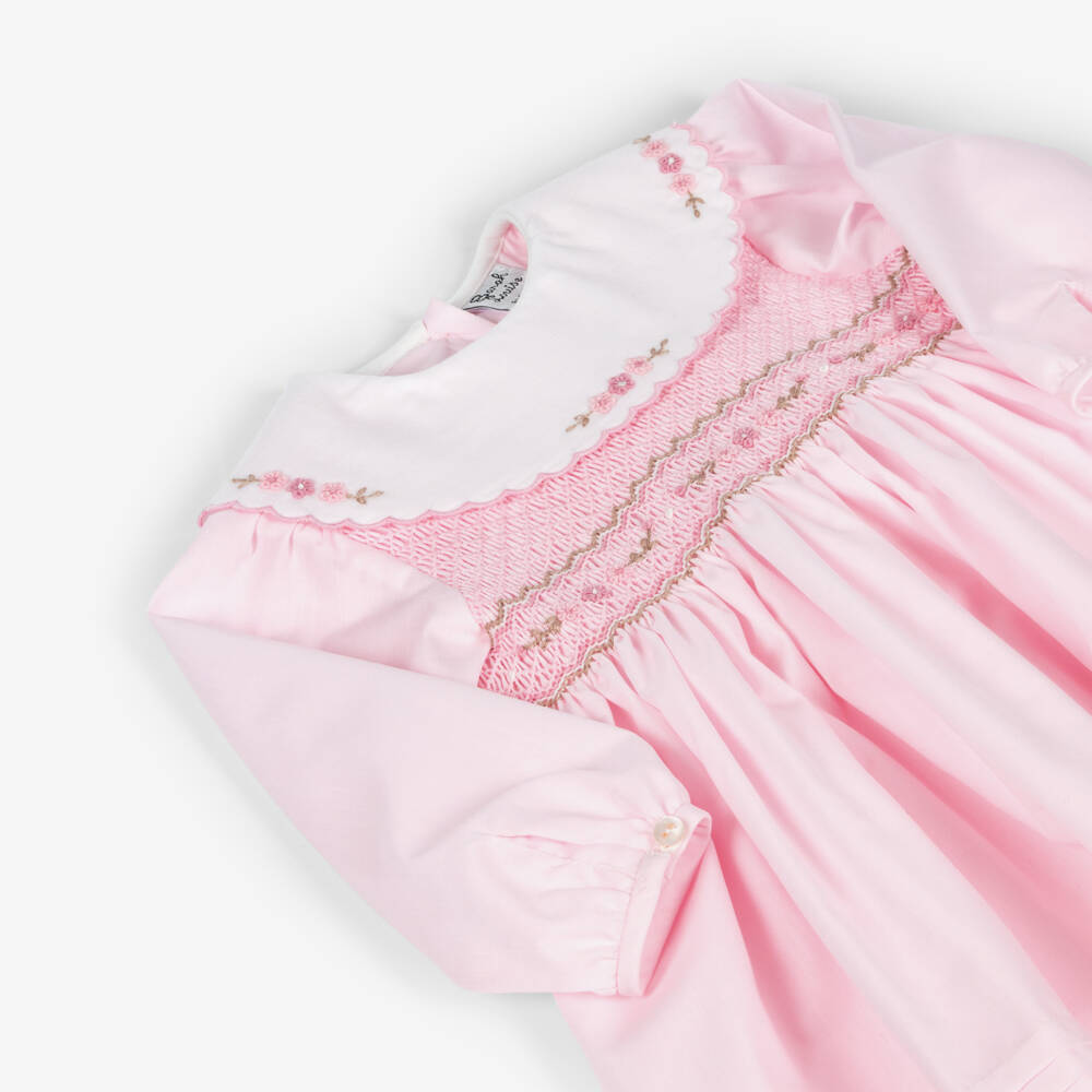 Sarah Louise-Girls Pink Cotton Hand-Smocked Dress | Childrensalon Outlet