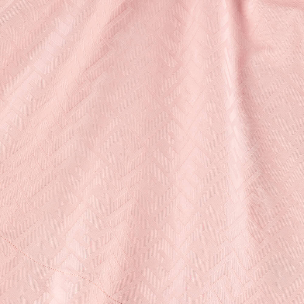 Fendi-Girls Pink Cotton Jacquard FF Logo Dress | Childrensalon Outlet