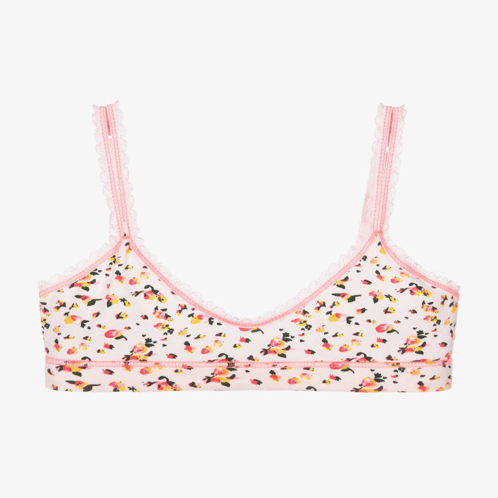 Claesen's-Girls Pink Cotton Jersey Floral Bra | Childrensalon Outlet