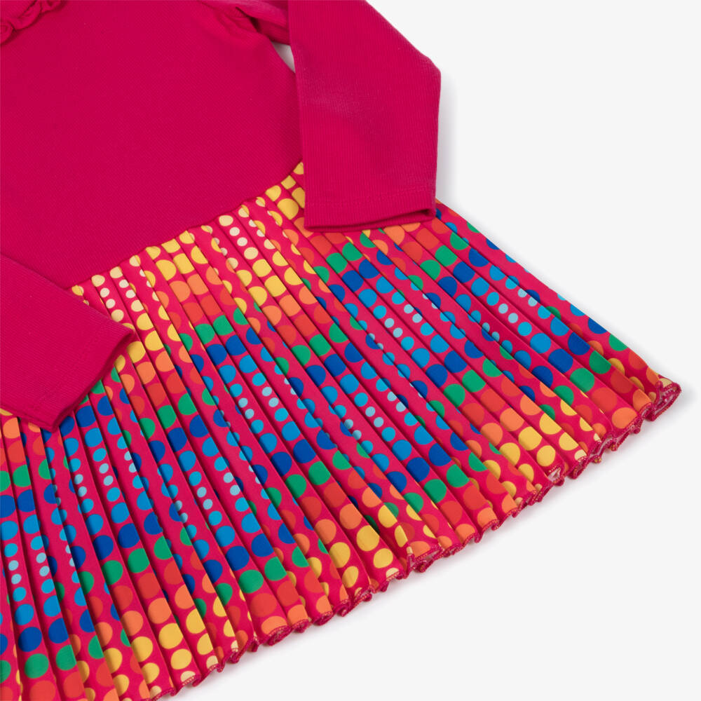 Agatha Ruiz de la Prada-Girls Pink Cotton Jersey & Pleated Satin Dress | Childrensalon Outlet