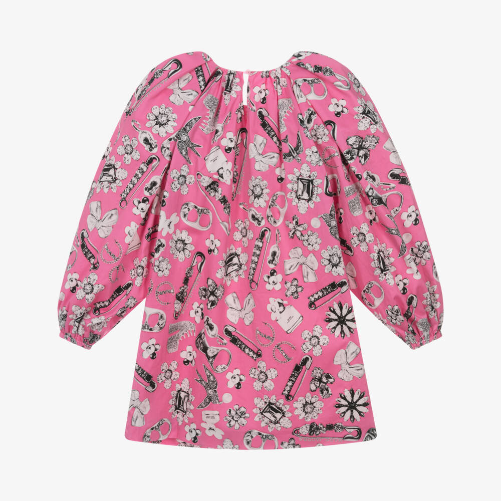 MARC JACOBS-Girls Pink Cotton Jewel & Charm Print Dress | Childrensalon Outlet