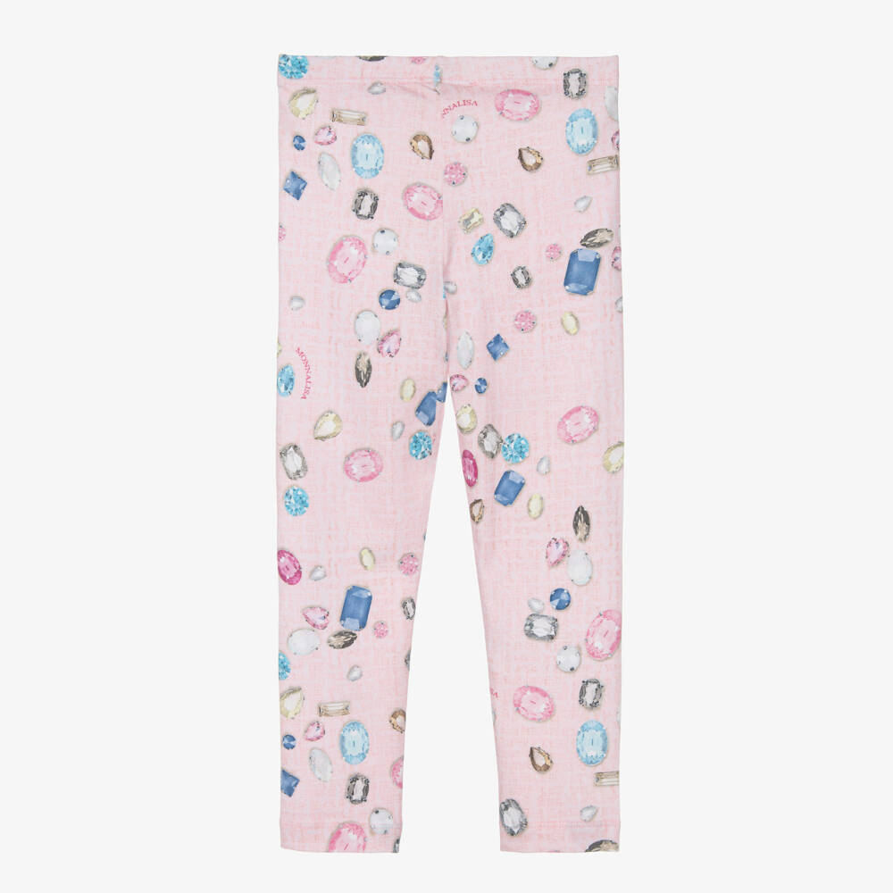 Monnalisa-Girls Pink Cotton Jewel Leggings | Childrensalon Outlet