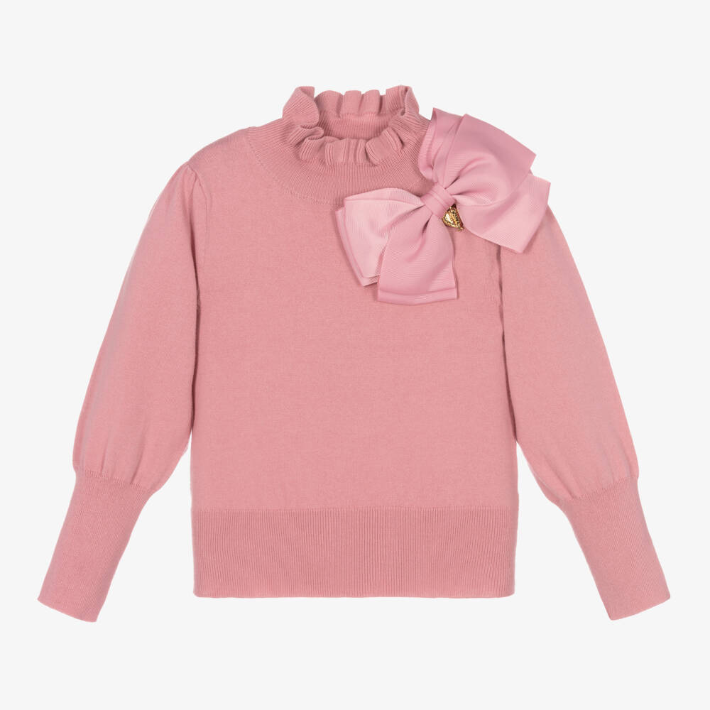 Angel's Face-Girls Pink Cotton Knit Bow Sweater | Childrensalon Outlet