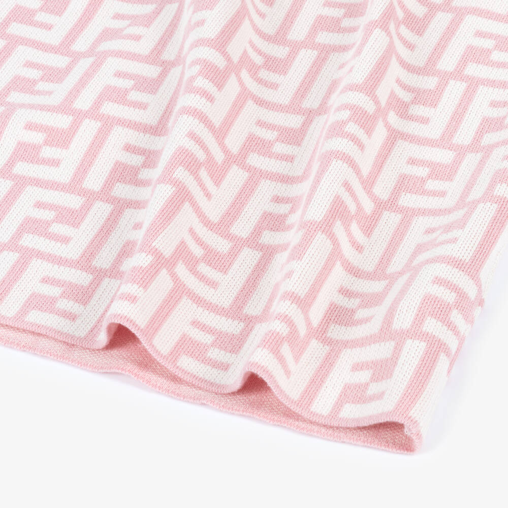 Fendi-Girls Pink Cotton Knit FF Logo Skirt | Childrensalon Outlet