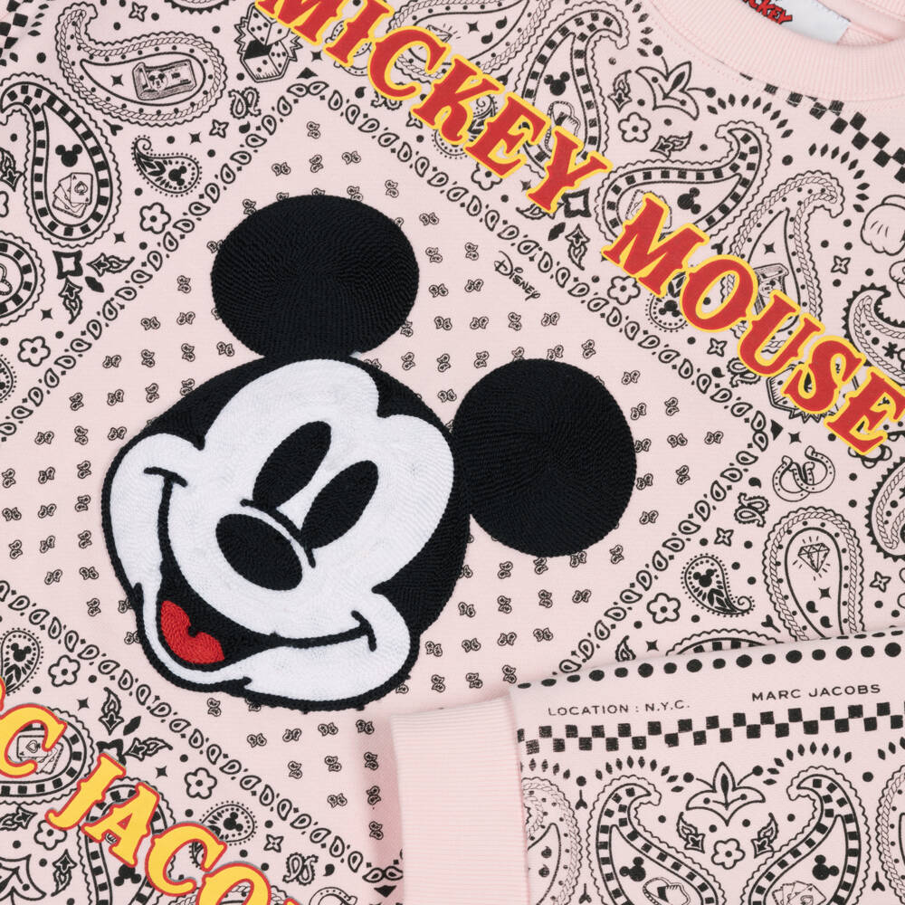 MARC JACOBS-Girls Pink Cotton Mickey Mouse Bandana Sweatshirt | Childrensalon Outlet