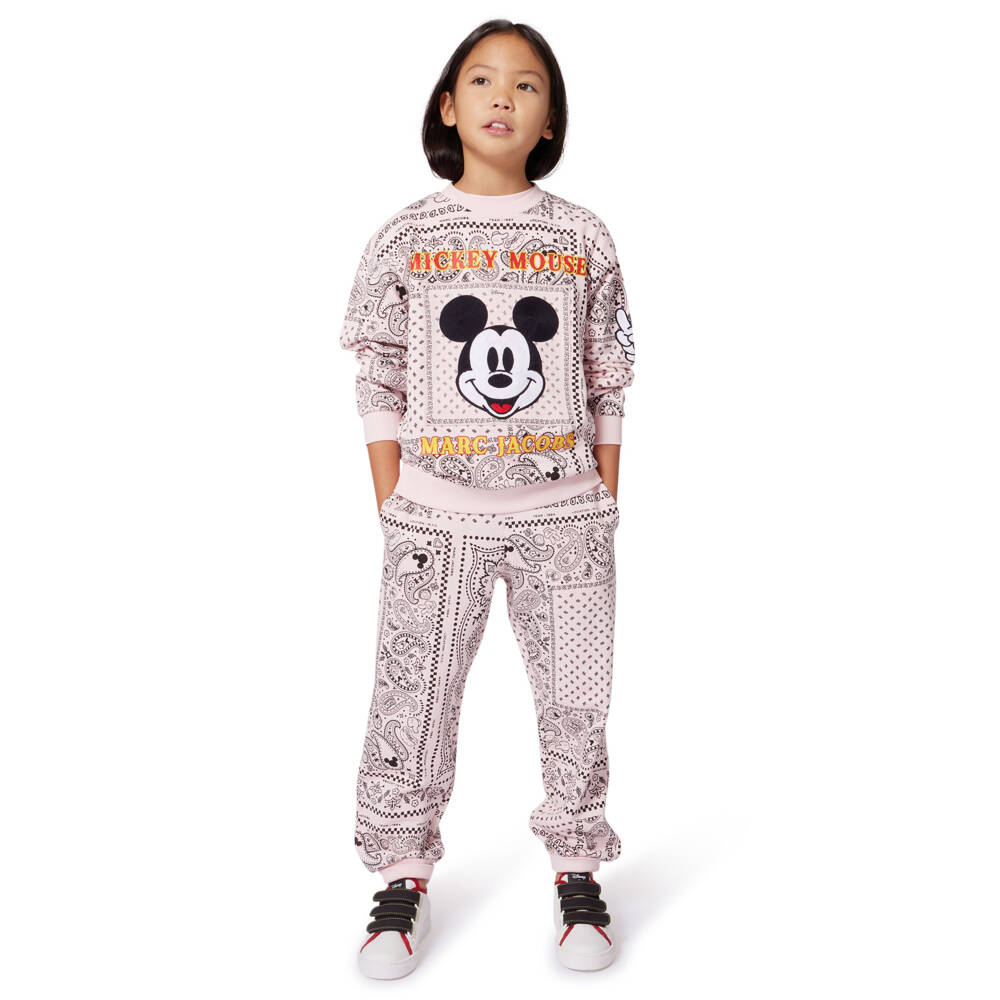 MARC JACOBS-Girls Pink Cotton Mickey Mouse Bandana Sweatshirt | Childrensalon Outlet