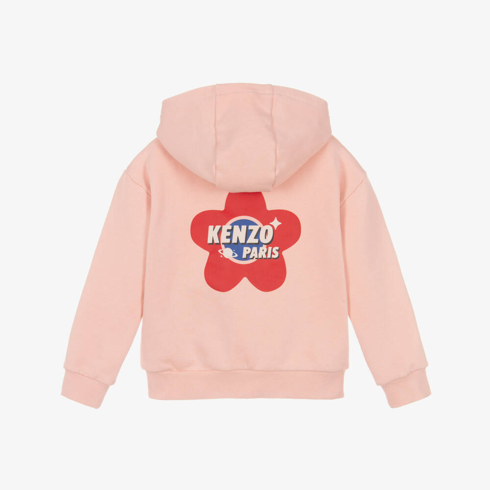 KENZO KIDS-Girls Pink Cotton Planet Boke Zip-Up Top | Childrensalon Outlet