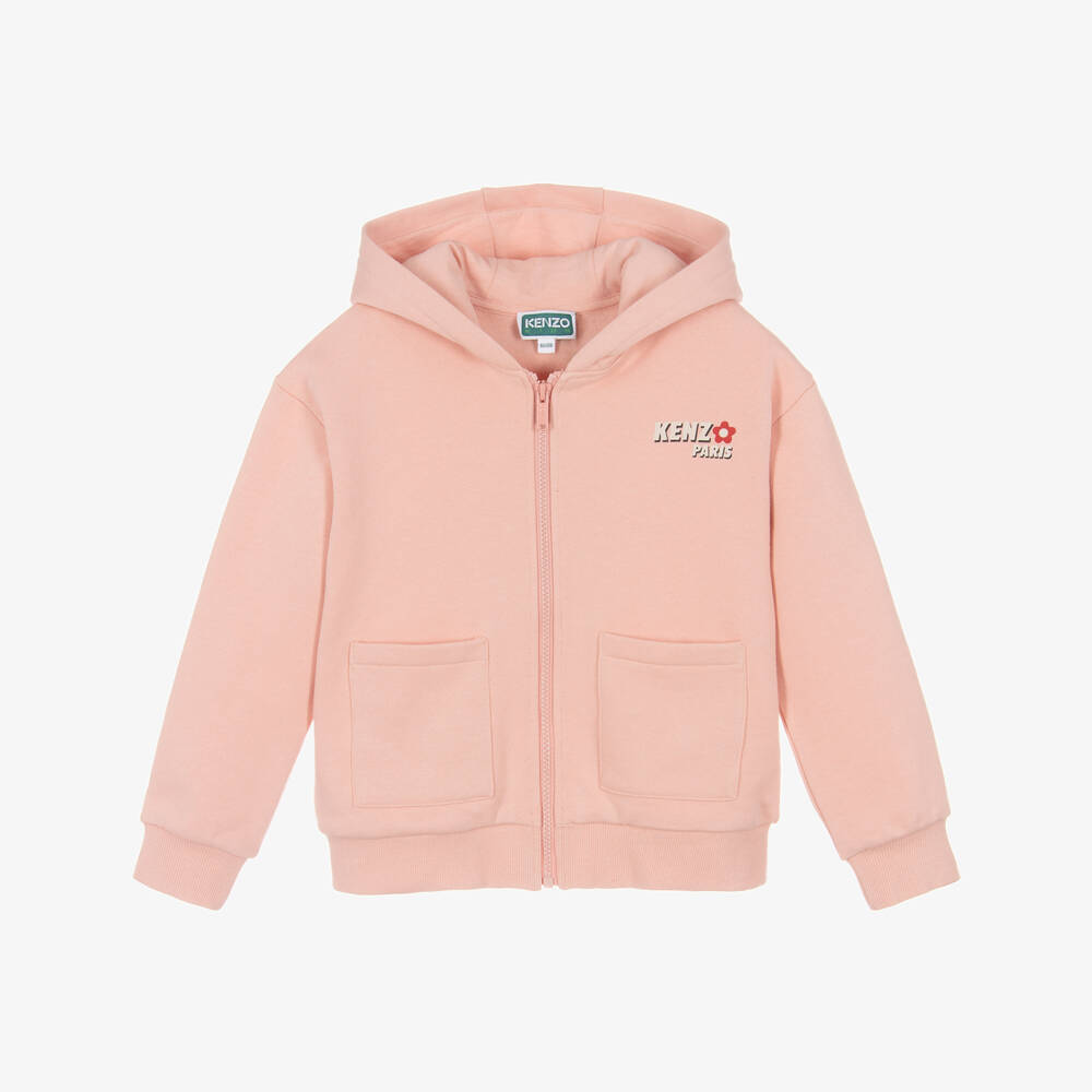 KENZO KIDS-Girls Pink Cotton Planet Boke Zip-Up Top | Childrensalon Outlet