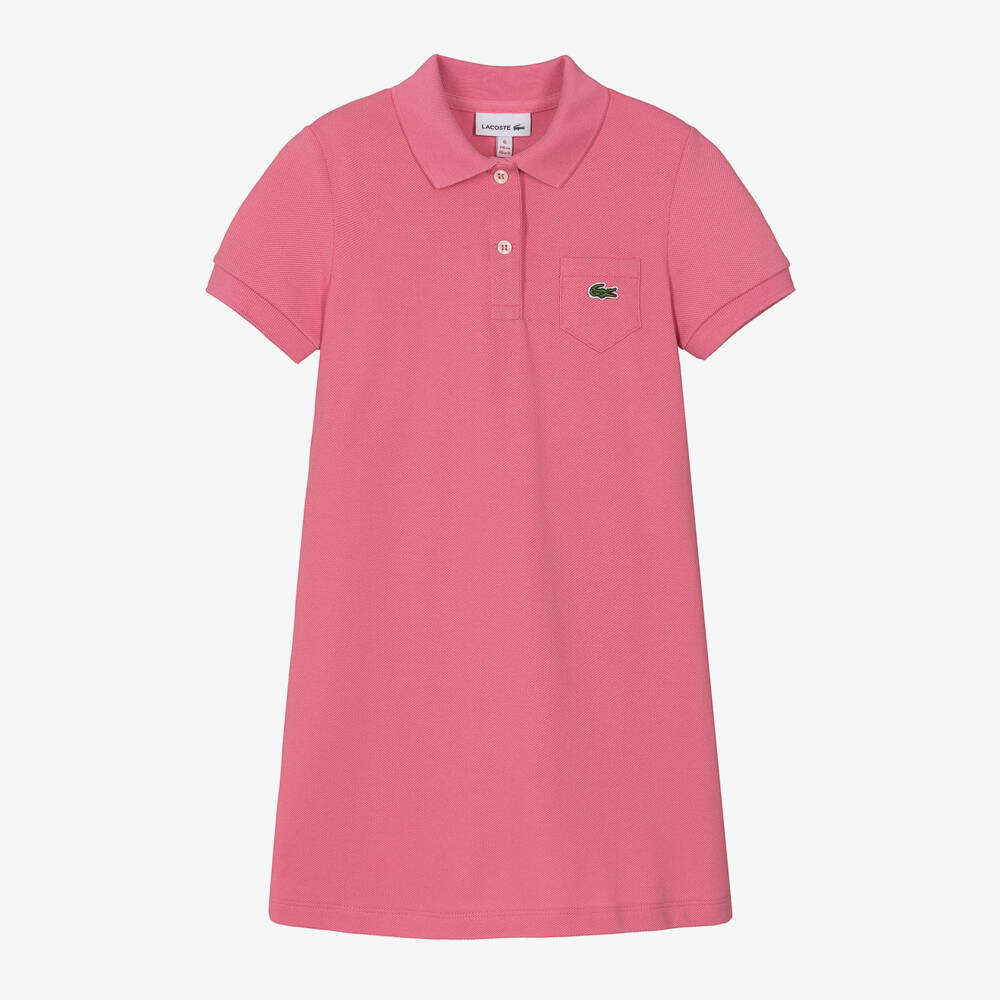 Lacoste-Girls Pink Cotton Polo Dress | Childrensalon Outlet