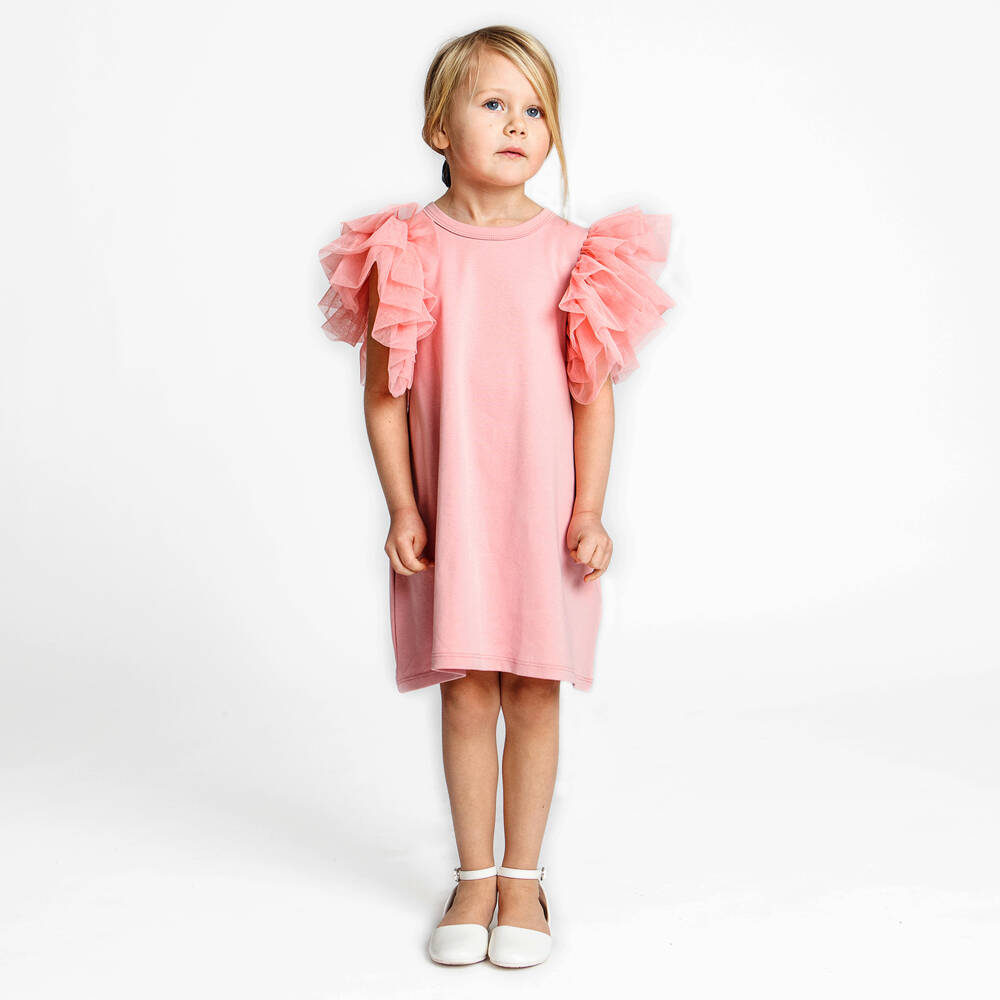 The Tiny Universe-Girls Pink Cotton Ruffle Dress | Childrensalon Outlet