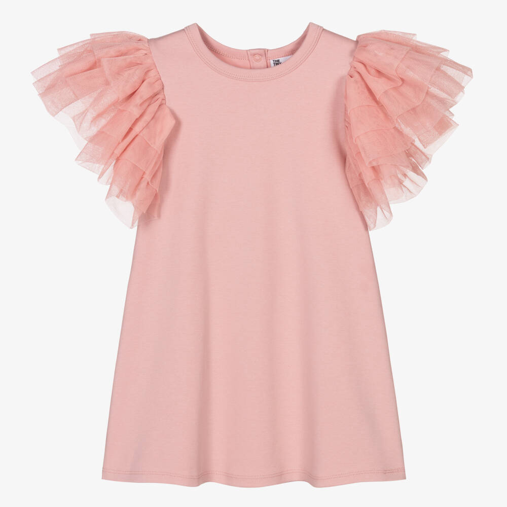 The Tiny Universe-Girls Pink Cotton Ruffle Dress | Childrensalon Outlet