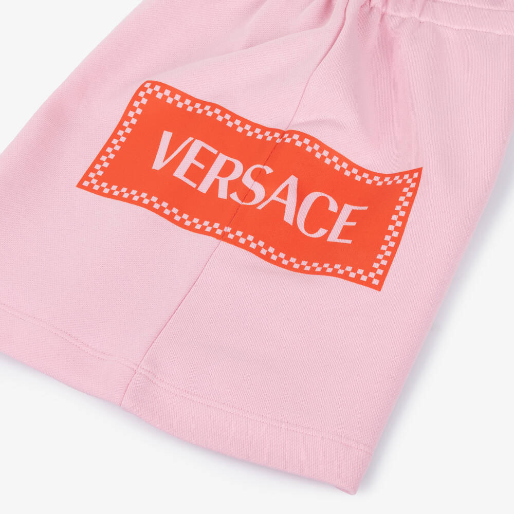 Versace-Girls Pink Cotton Sweatshirt Dress with '90s Vintage Logo | Childrensalon Outlet