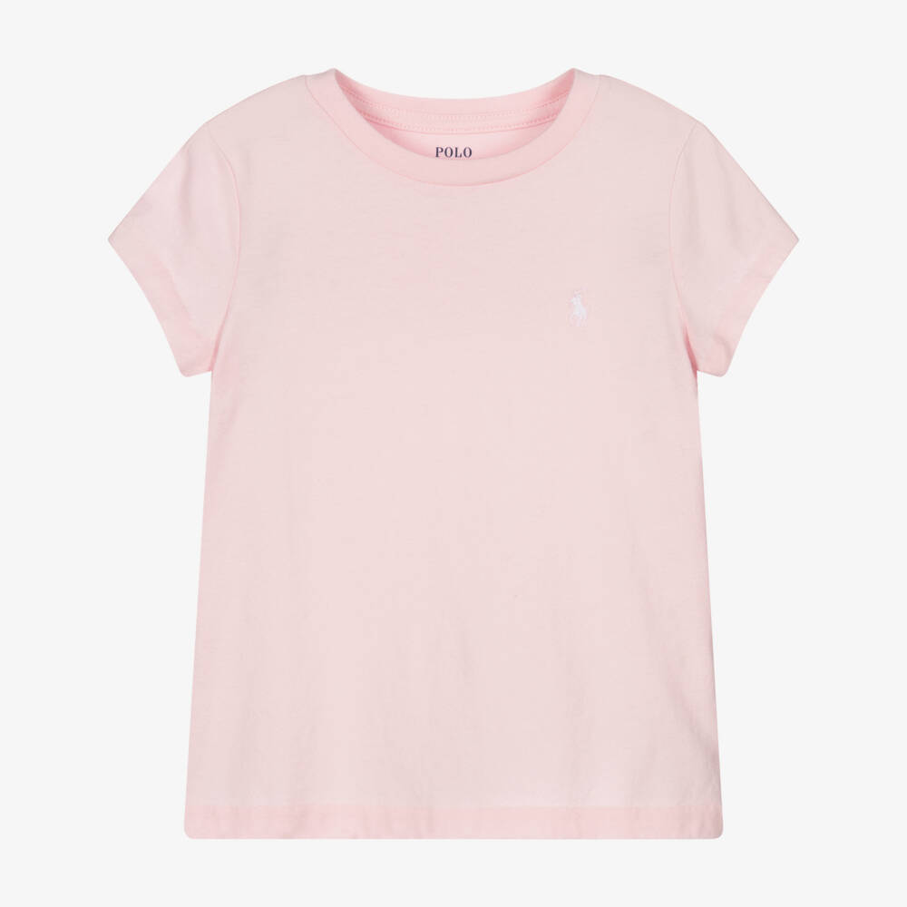 Ralph Lauren-Girls Pink Cotton T-Shirt | Childrensalon Outlet