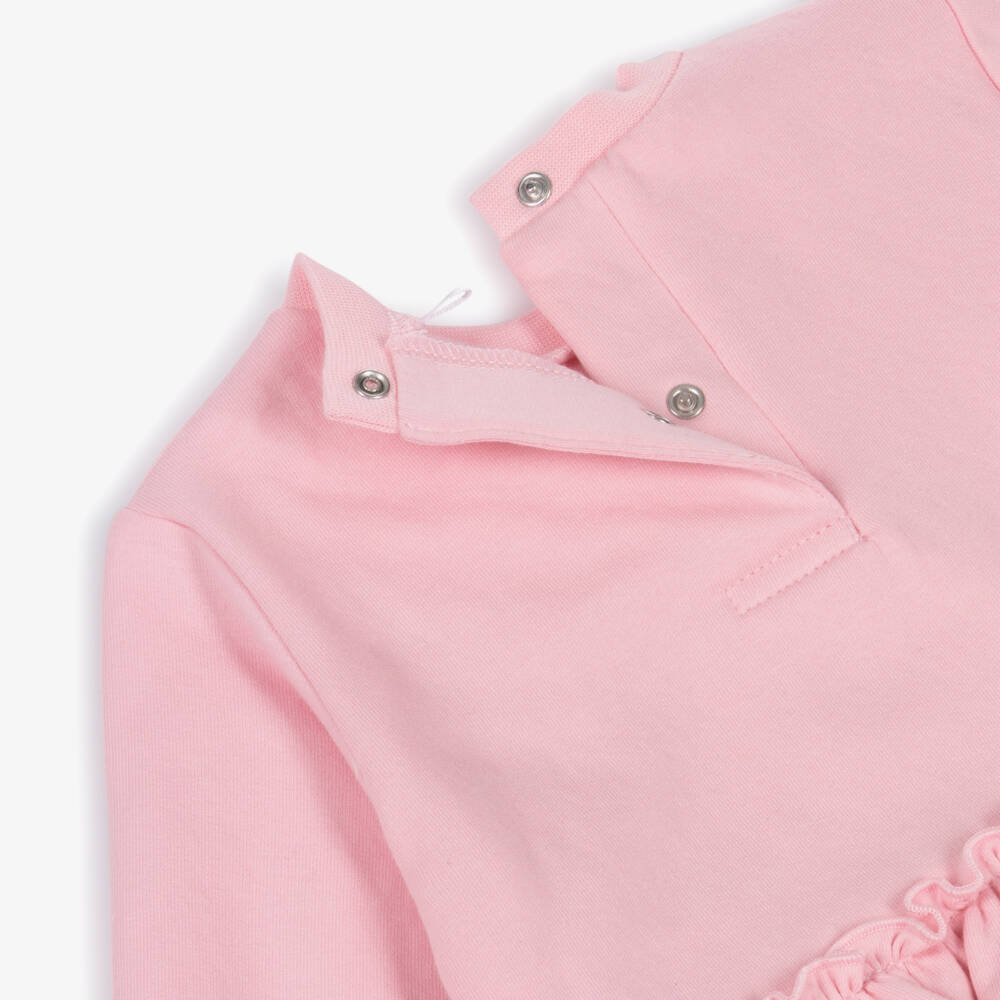 A Dee-Girls Pink Cotton Tracksuit with Bow & Ruffles | Childrensalon Outlet