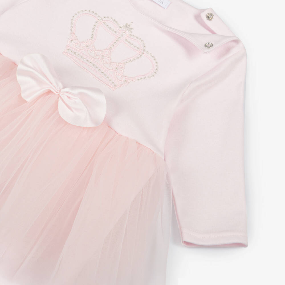 Sofija-Girls Pink Cotton & Tulle Babygrow | Childrensalon Outlet