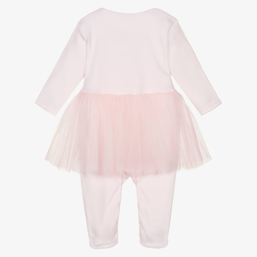 Sofija-Girls Pink Cotton & Tulle Babygrow | Childrensalon Outlet
