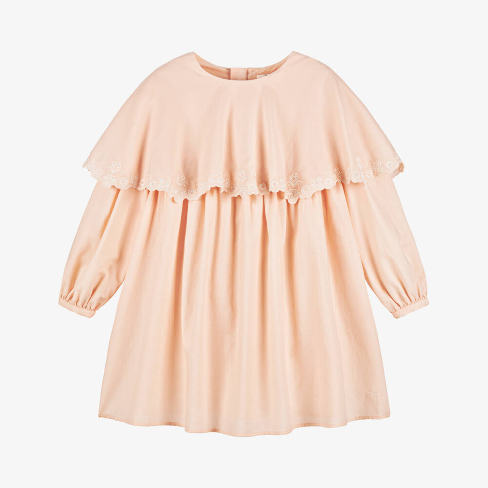 Chloé-فستان كاب قطني وردي للبنات | Childrensalon Outlet