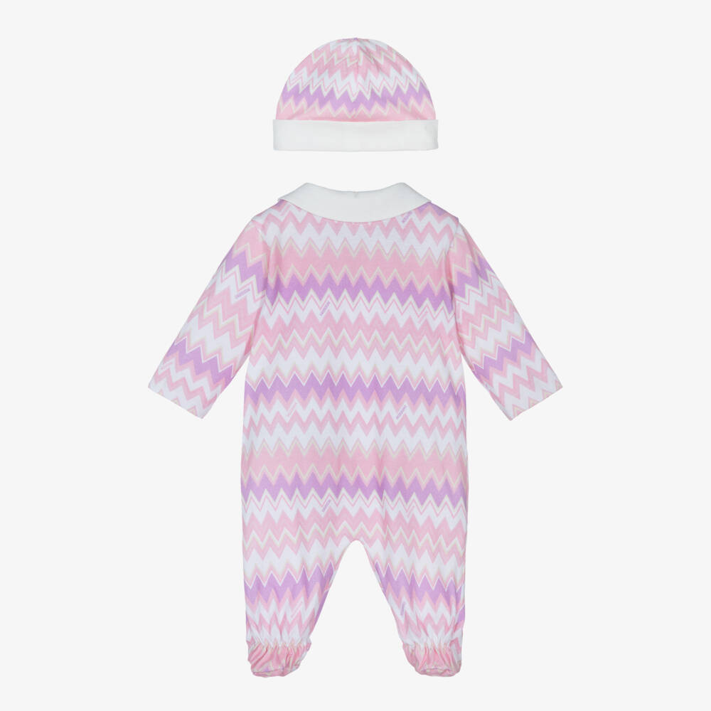 Missoni-Girls Pink Cotton Zigzag Babysuit Set | Childrensalon Outlet