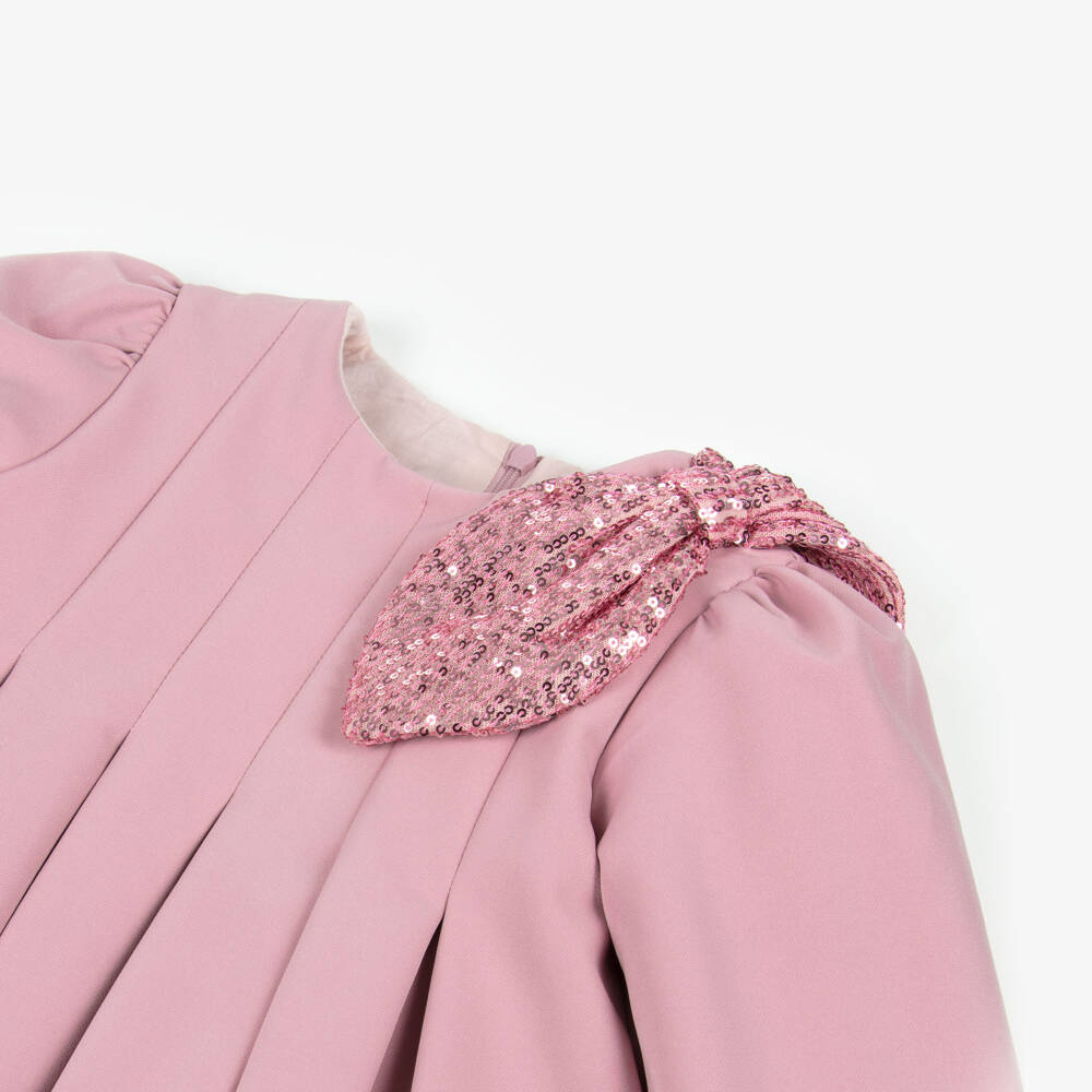 Patachou-Платье с блестящим бантом для девочек розовое | Childrensalon Outlet